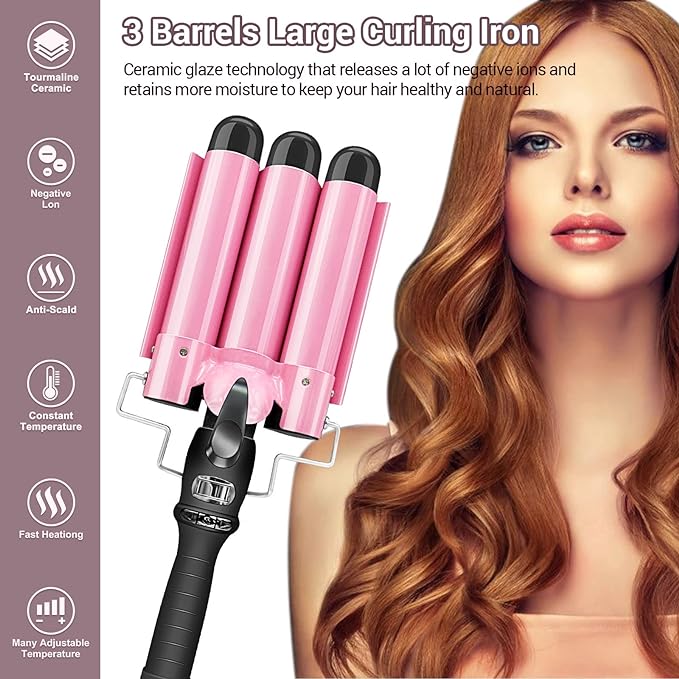 3 Barrels Curling Iron Heat Wavers 25mm - Anmmi Beauty 