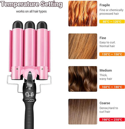 3 Barrels Curling Iron Heat Wavers 25mm - Anmmi Beauty 