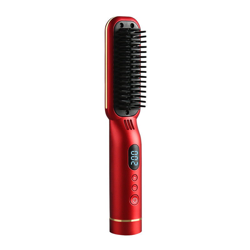 Rechargeable Negative Ion Straightening Comb Red - Anmmi Beauty 