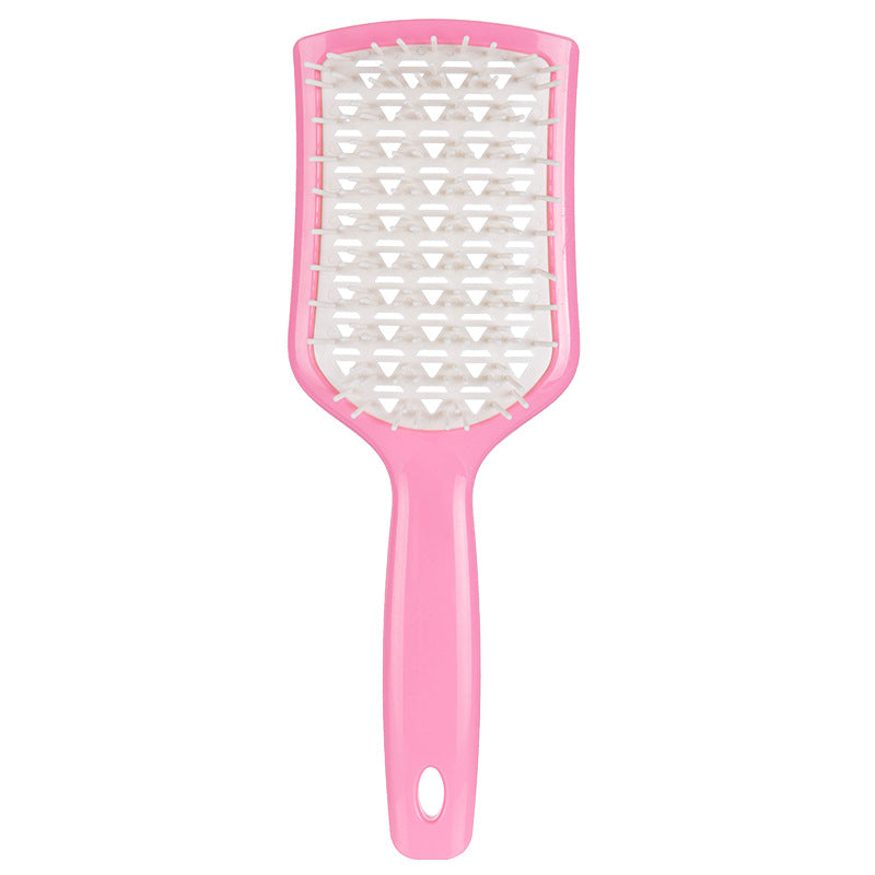 Wet And Dry Hollow Hair Comb With Pink handle And white Teeth