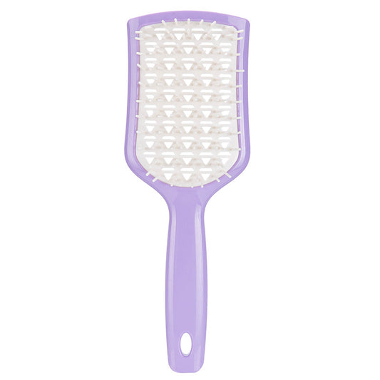 Wet And Dry Hollow Hair Comb With Light Purple Handle And White Teeth