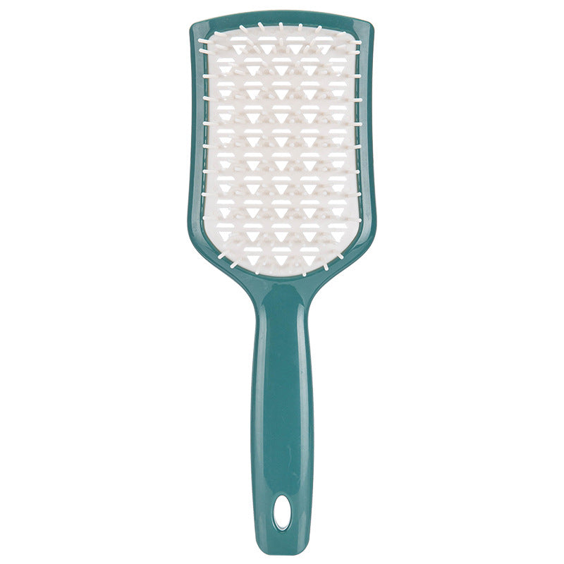 Wet And Dry Hollow Hair Comb With Dark Green Handle White Teeth