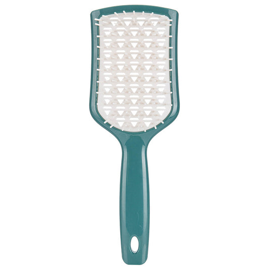 Wet And Dry Hollow Hair Comb With Dark Green Handle White Teeth