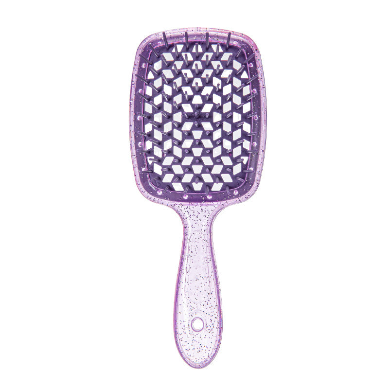 Wet and Dry Hair Styling Massage Hollow Brush Shimmering Purple