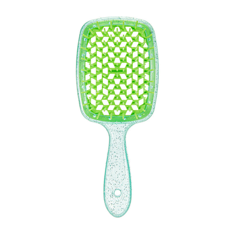 Wet and Dry Hair Styling Massage Hollow Brush Shimmering Flash Green