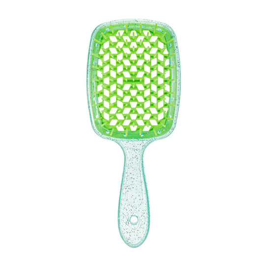 Wet and Dry Hair Styling Massage Hollow Brush Shimmering Flash Green