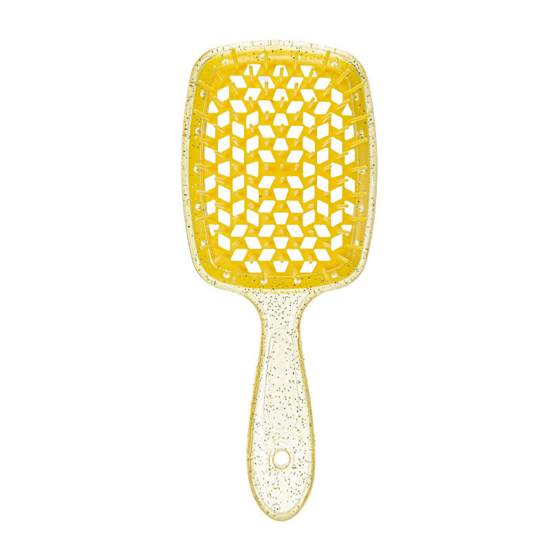 Wet and Dry Hair Styling Massage Hollow Brush Shimmering Flashing yellow