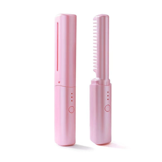 Mini Portable Wireless Hair Straightener Pink