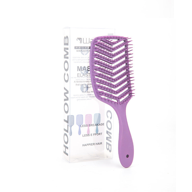 Hollow V-Shaped Massage Comb Purple - Anmmi Beauty 