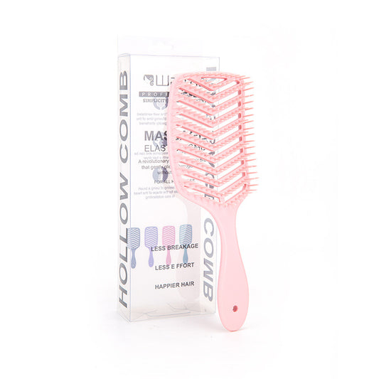 Hollow V-Shaped Massage Comb Pink