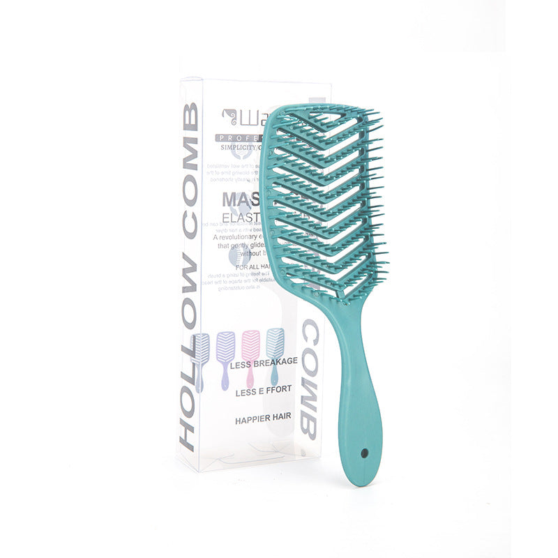 Hollow V-Shaped Massage Comb Green