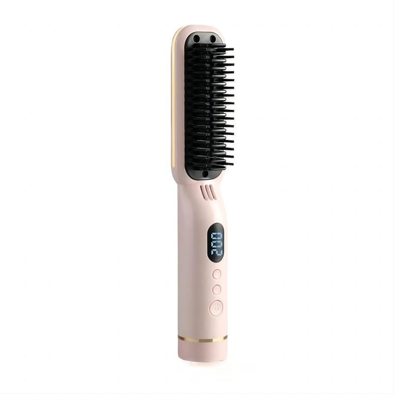 Rechargeable Negative Ion Straightening Comb Pink